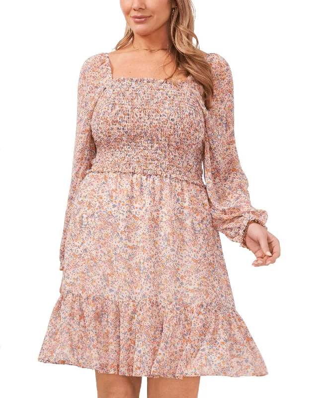 Kari Square Neck Smocked Dress | SWEET BLOOMS-151