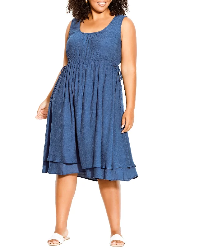 Kasey Side Tie Dress | Chambray Denim Medium