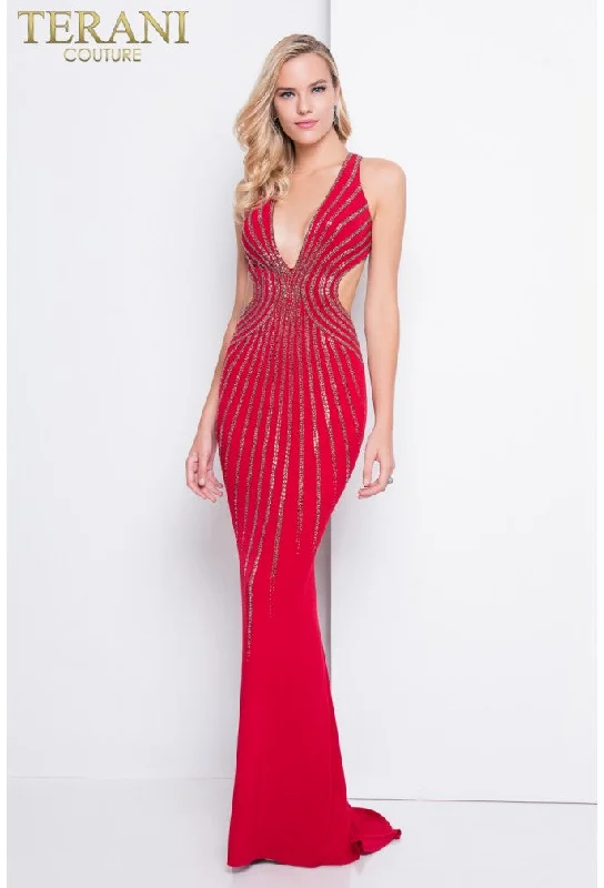 Terani Couture 1815P5912G Long Formal Fitted Prom Dress