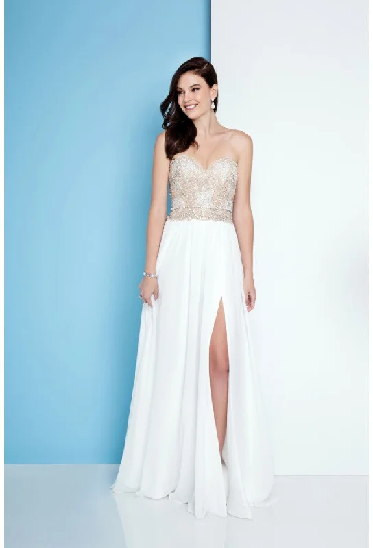 Terani Couture 1811P5214G Long Slit A Line Formal Beaded Prom Dress