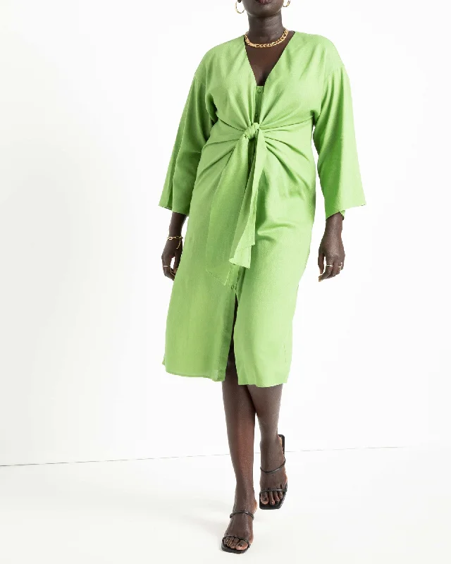 Chayenne Linen Tie Front Dress | Light Green
