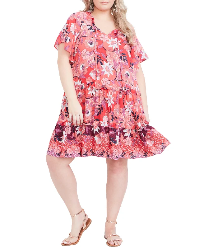 Delilah Retro Frill Dress | Red / White
