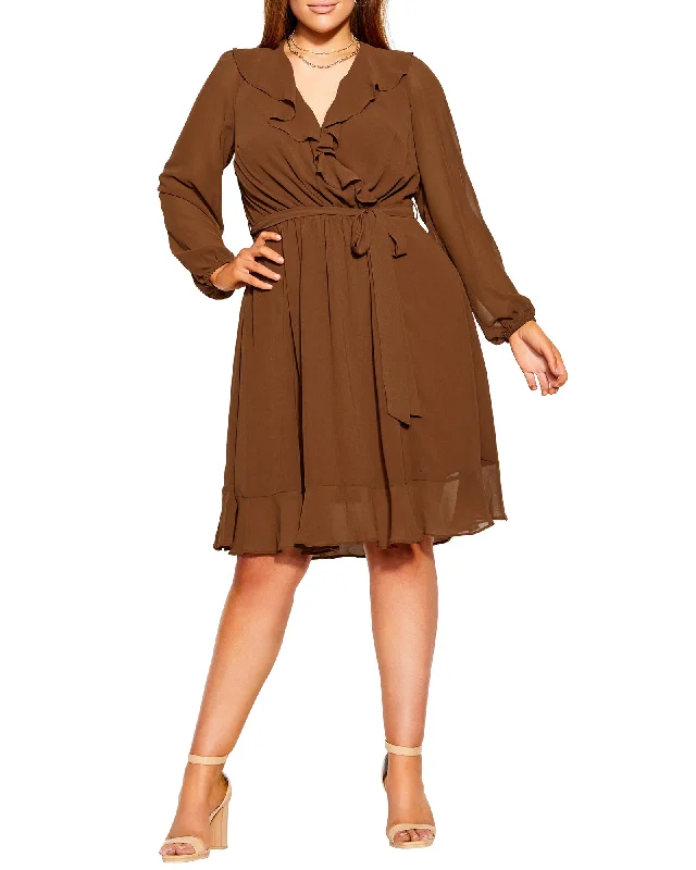 Leela Ruffle Dress | Brown