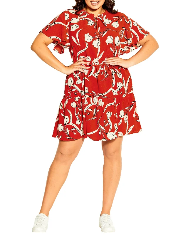 Elia Tiered Dress | Red / White