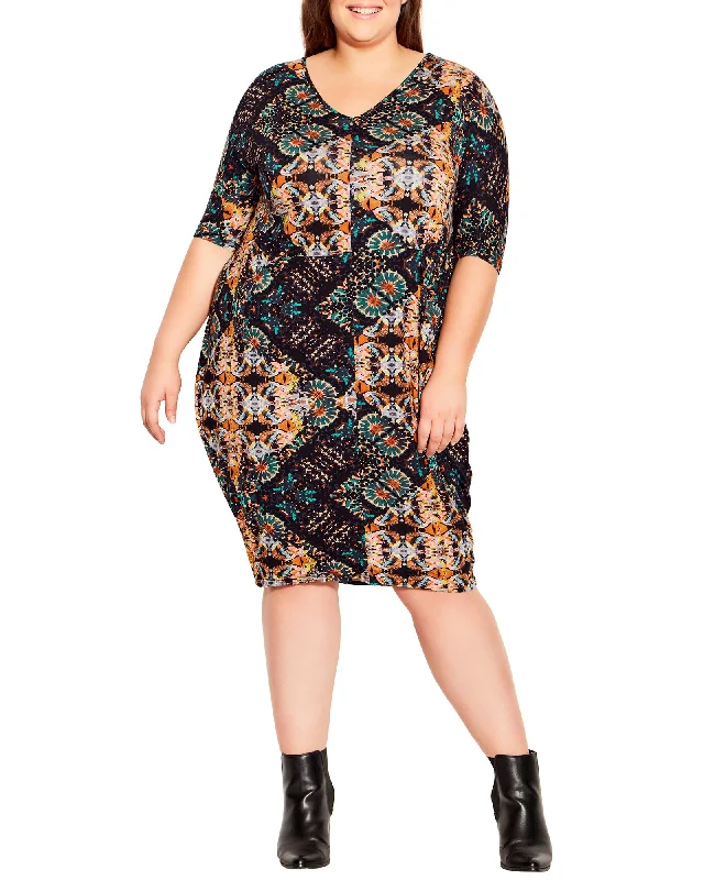 Jodie Crushed Dress | Black / Orange