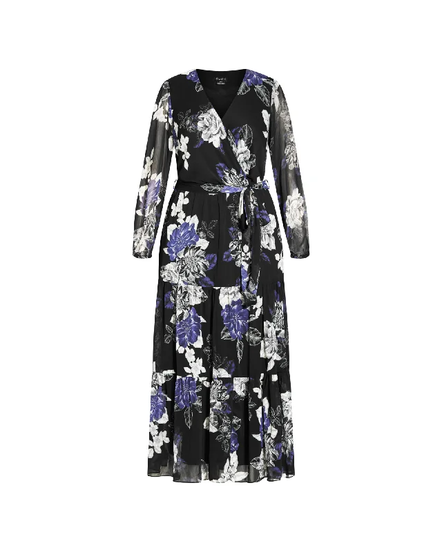 Maisie Epic Floral Dress | Black / Azure Blue