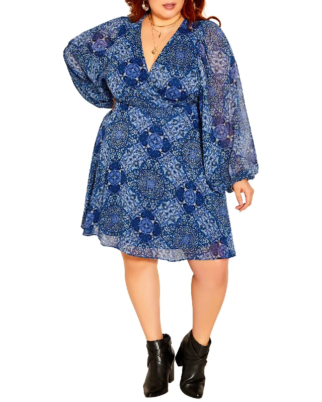 Goldie Folklore Dress | Azure Blue / Navy