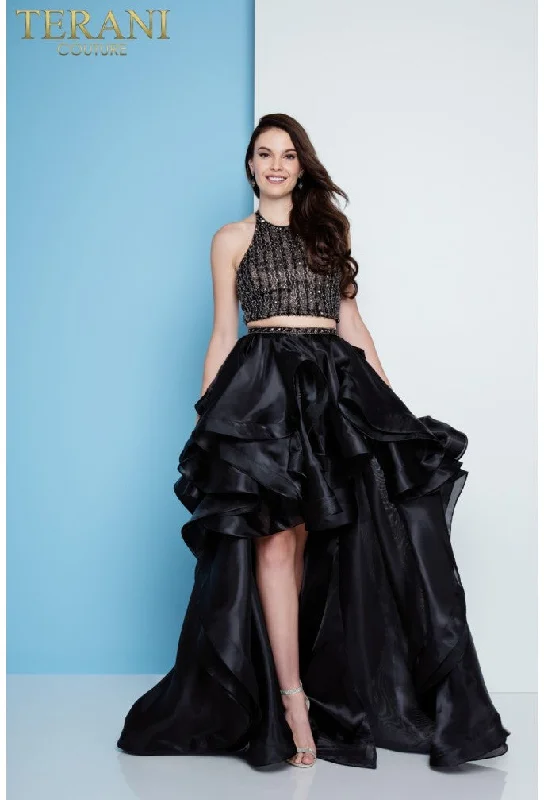 Terani Couture 1811P5703 A Line Two Piece High Low Formal Prom Dress