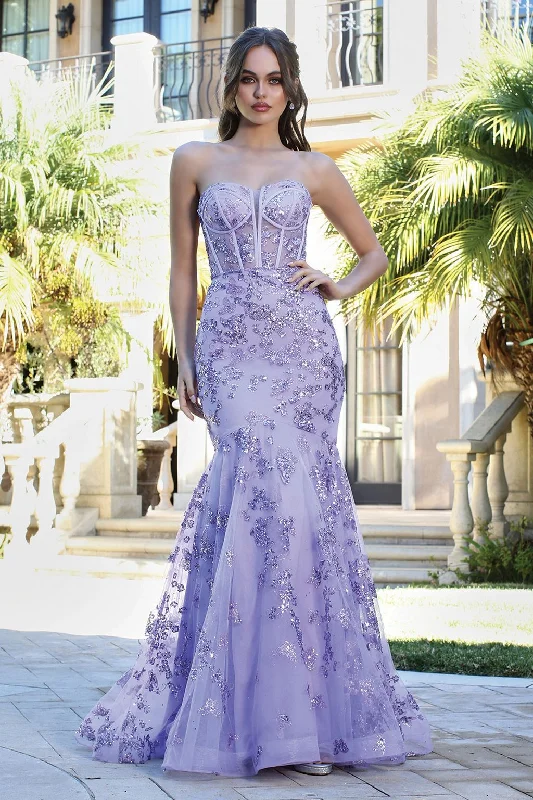 Adora 3179 Corset Long Mermaid Formal Glitter Prom Dress