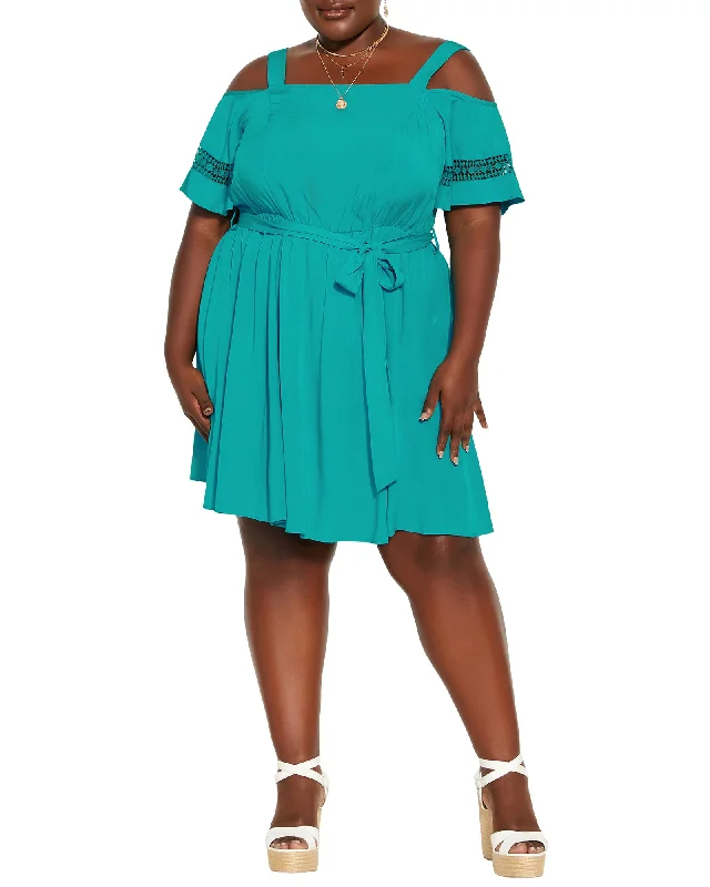 Carina Cold Shoulder Brunch Dress | Teal