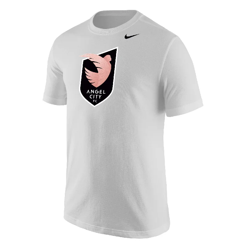 Angel City FC Nike Unisex Sol Rosa Crest White Short Sleeve Shirt Comfortable Loose Short Sleeve