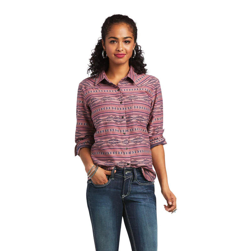 Ariat Ladies REAL Billie Jean Western Shirt - Zona Jacquard Comfortable Fit Short Shirt