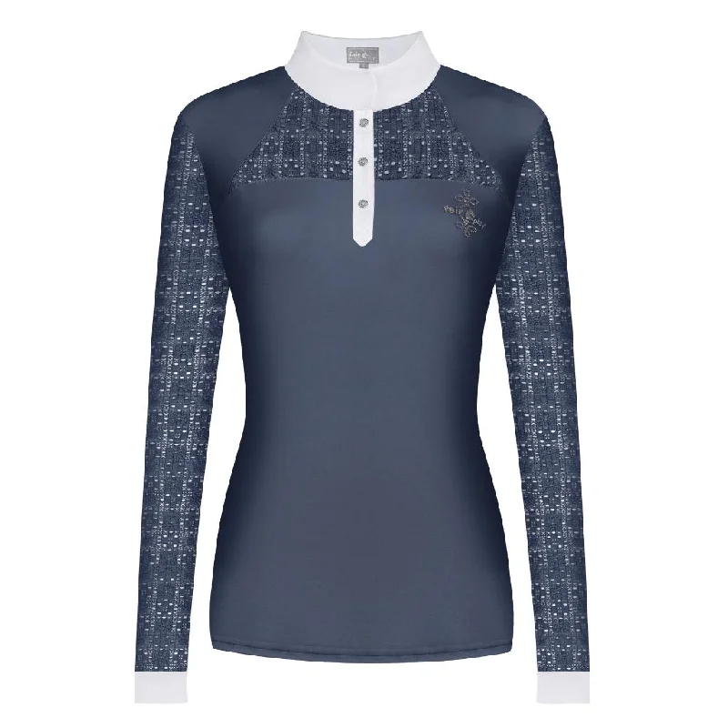 FairPlay Aiko Ladies Long Sleeved Competition Shirt Steel Blue Stylish Short Sleeve Top