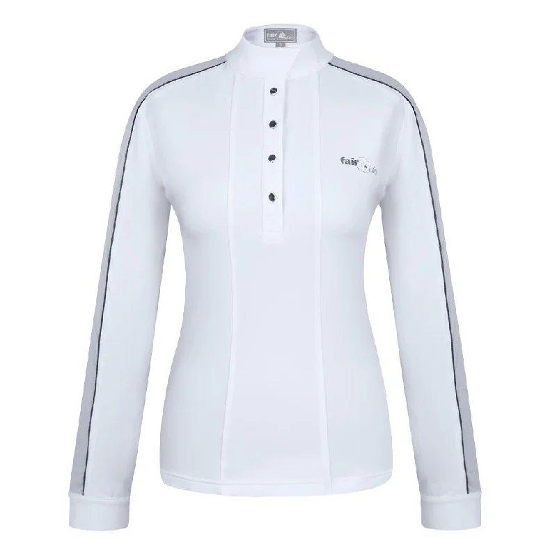 FairPlay Claire Long Sleeved Competition Shirt WHITE Classic V-Neck Short Shirt