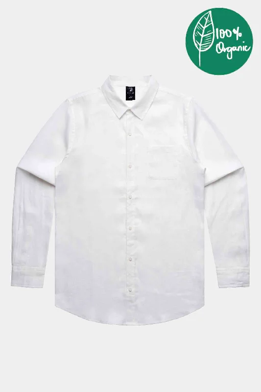 Seabreeze Linen Shirt White Fashionable Cuffed Short Sleeve