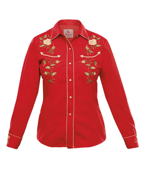 Ranger's Cowgirl Shirt - Red Relaxed Button-Down Short Shirt