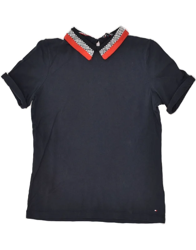 TOMMY HILFIGER Womens Polo Shirt UK 12 Medium Navy Blue Cotton Classic Denim Short Sleeve TOMMY HILFIGER Womens Polo Shirt UK 12 Medium Navy Blue Cotton Classic Denim Short Sleeve