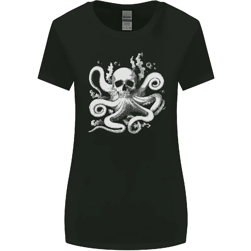 A Cthulhu Kraken Octopus Mythology Womens Wider Cut T-Shirt Cotton Fabric Linen Fabric Terry Fabric