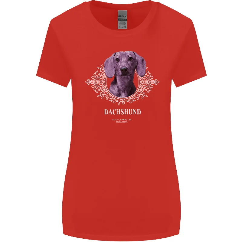 A Dachshund Dog With Decoration Womens Wider Cut T-Shirt Hooded Caped Shawl Collar