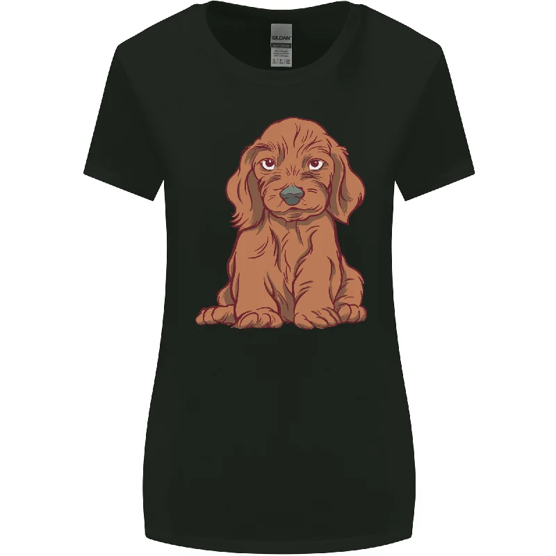 A Dachshund Puppy Dog Womens Wider Cut T-Shirt Houndstooth Herringbone Solid