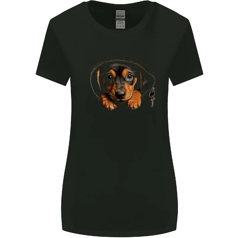 A Dachshund Puppy in a Pocket Dog Womens Wider Cut T-Shirt Anti-Pilling Machine Wash Handmade