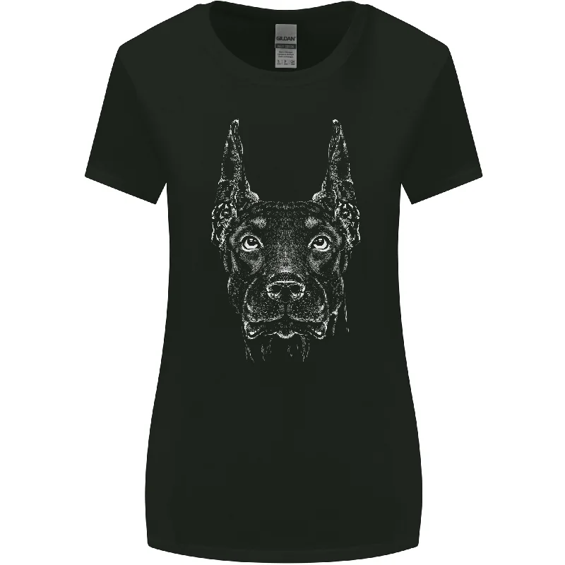 A Doberman Dog Womens Wider Cut T-Shirt Zippered Front Buttoned Front Snap Front