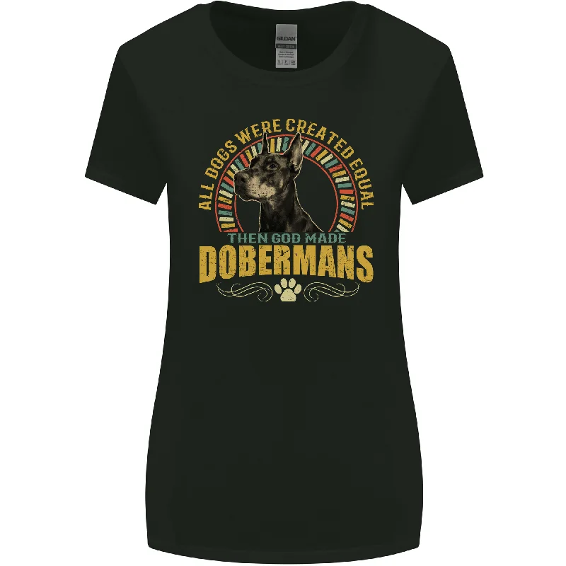 A Dobermans Dog Womens Wider Cut T-Shirt Zippered Front Buttoned Front Snap Front