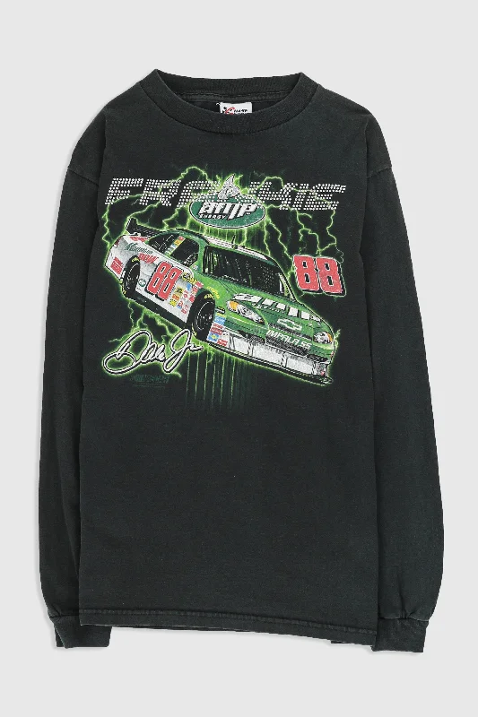 Frankie Rhinestone Racing Long Sleeve Tee Collared Crew Neck Turtle Neck