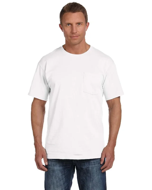 Fruit of the Loom Cotton Pocket T-Shirt | White Elegant Classic Vintage