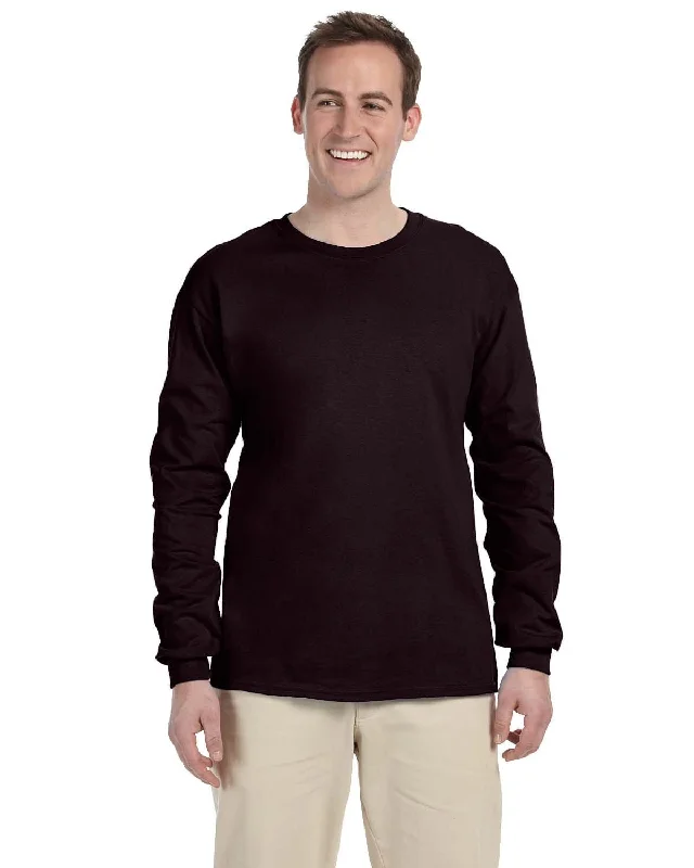 Gildan Ultra Cotton Heavyweight Long Sleeve T-Shirt | Dark Chocolate Graphic Embroidered Appliqued