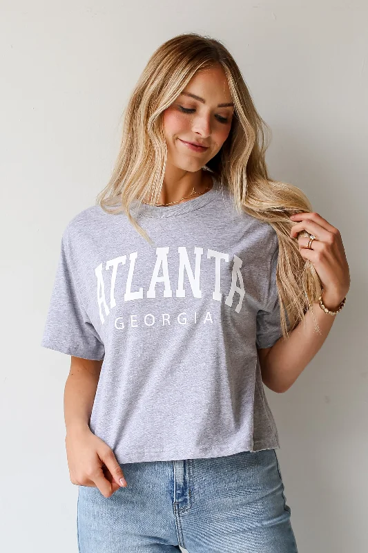 Heather Grey Atlanta Georgia Cropped Tee Wool Fabric Cashmere Fabric Tweed Fabric