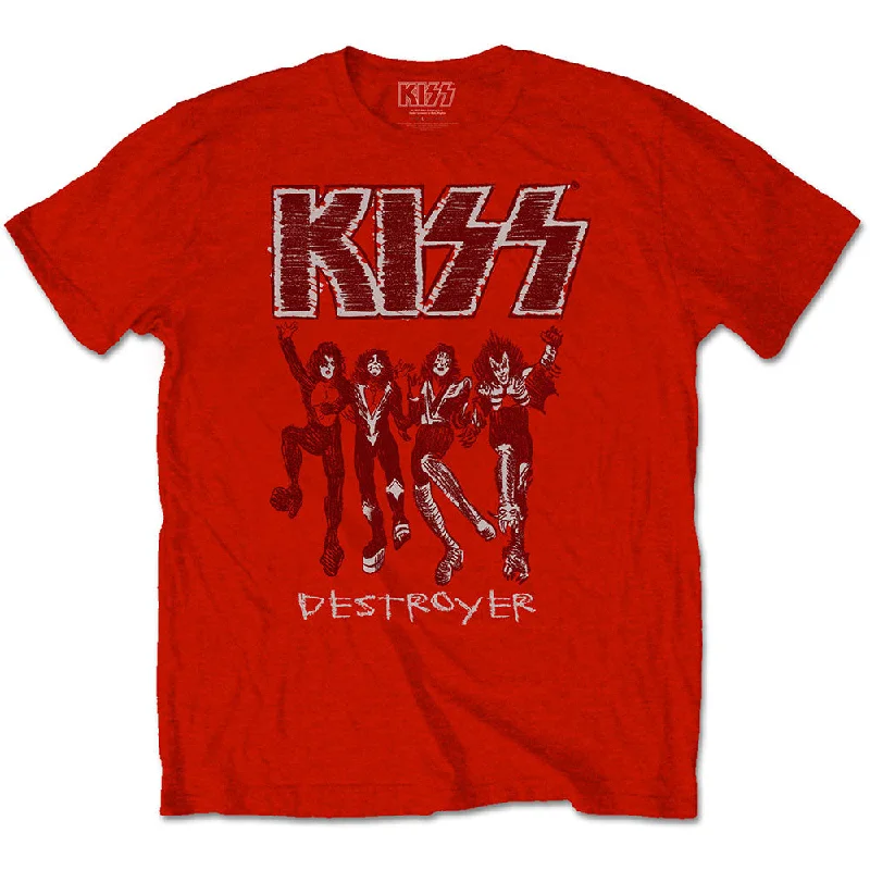 KISS | Official Band T-Shirt | Destroyer Sketch Hooded Caped Shawl Collar