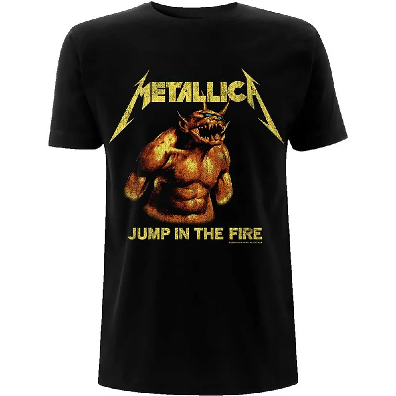 Metallica | Official Band T-Shirt | Jump In The Fire Vintage Zippered Front Buttoned Front Snap Front