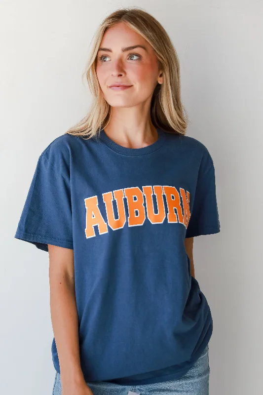 Navy Auburn Tee Asymmetrical Pockets Print