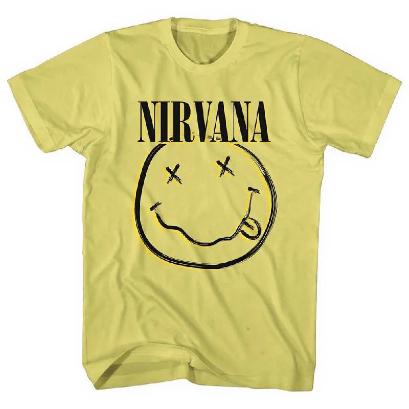 Nirvana | Official Band T-Shirt | Inverse Happy Face Terry Blend Velvet Blend Canvas Blend