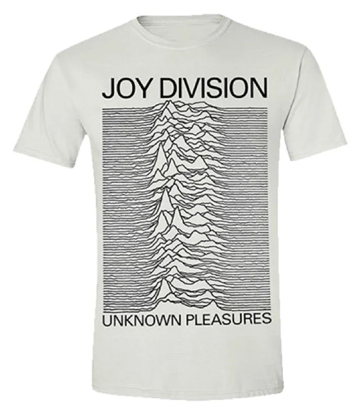 Joy Division Unisex T-shirt: Unknown Pleasures (White) Chenille Blend Fleece Blend Nylon Blend