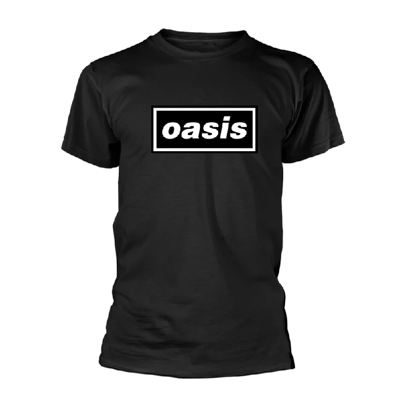 Oasis Unisex T-shirt: Decca Logo (Black) Striped Floral Plaid