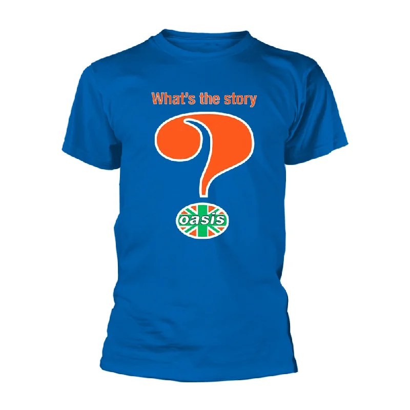 Oasis Unisex T-shirt: Question Mark (Royal) Graphic T-Shirt Round Neck Polyester