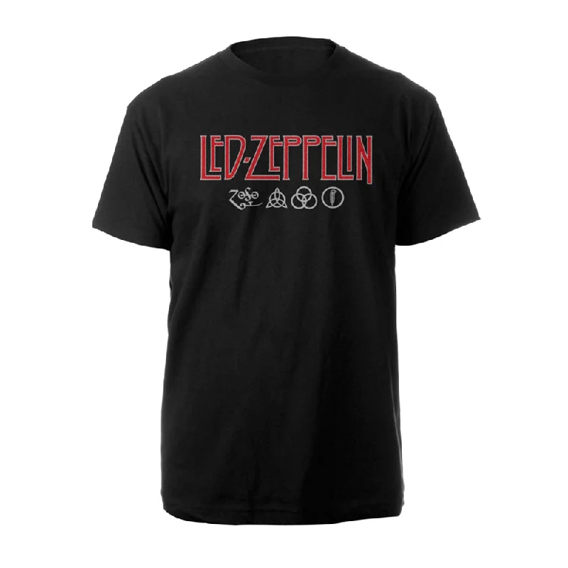 Led Zeppelin Unisex T-shirt: Logo & Symbols Houndstooth Herringbone Solid