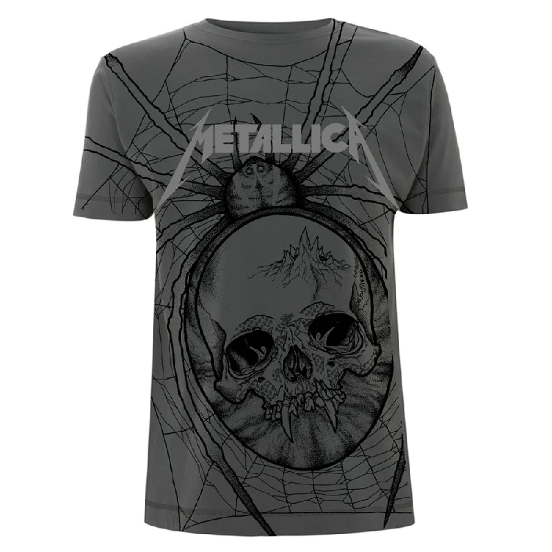 Metallica Unisex T-shirt: Spider (All Over) Fleece Fabric Down Fabric Feather Fabric