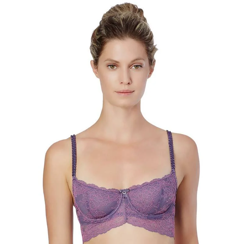 Longline Lace Demi Cup Bra Montelle Boudoir Glamour Soft Cotton Bra