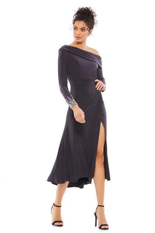 Mac Duggal 26485 Foldover Long Sleeve Jeweled Midi Dress Comfortable Denim Midi Dress Mac Duggal 26485 Foldover Long Sleeve Jeweled Midi Dress Comfortable Denim Midi Dress