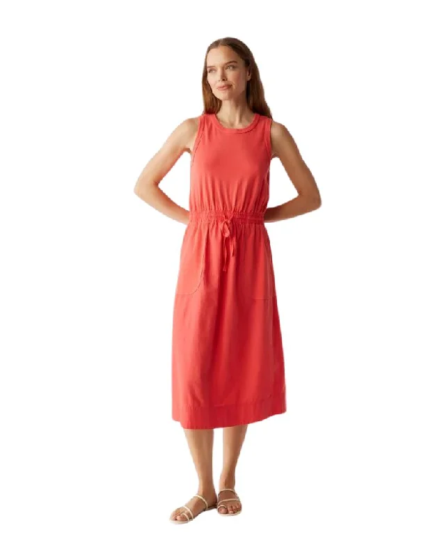 Michael Stars Wilhelmina Mixed Fabric Midi Dress in Spritz Fashionable Fitted Midi Dress