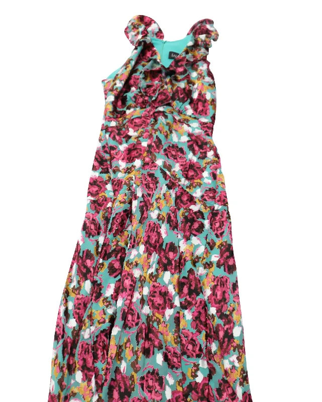 Saloni Floral Ruffle Midi Dress in Multicolor Rayon Stylish Wraparound Midi Dress