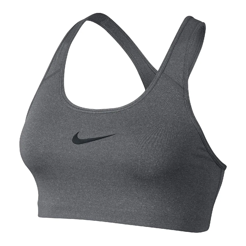 Nike Women's Classic Swoosh Sports Bra Carbon Heather/Black Daily Comfort Bra