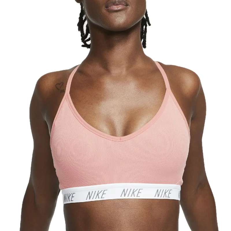 Nike Women's Indy Dri-FIT V-Neck Sports Bra Pink Quartz/White Full Support Bra