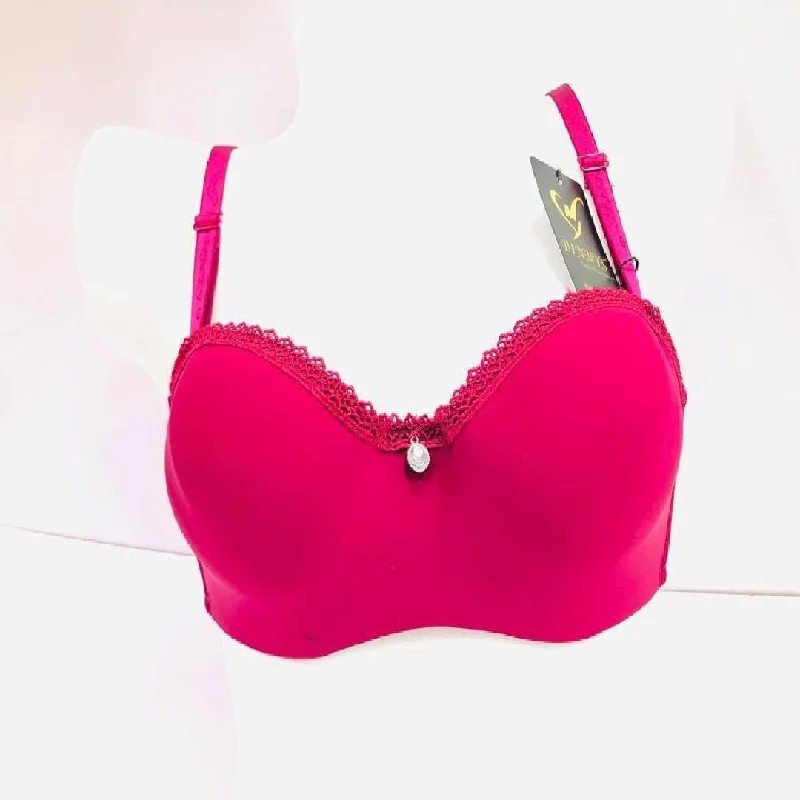 Solid Colors Padded Bra with Lace Soft Padded Push-Up Bra with Adjustable Straps For Women Supportive Sports Bra