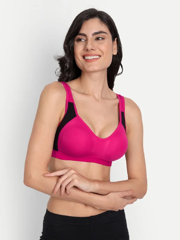 T.T. Women Fuschia Cut N Sew Solid Sports Bra Soft Strapless Bra