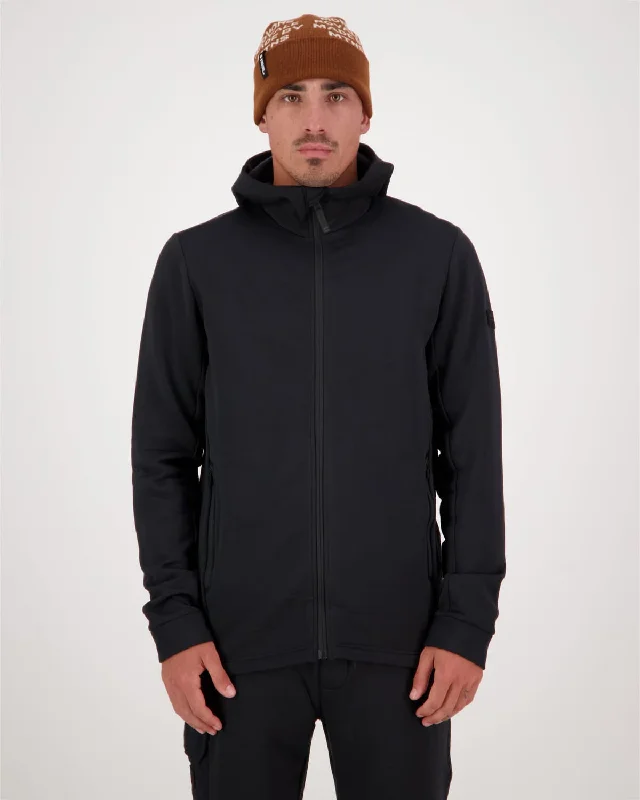 Arcadia Merino Fleece Hoody - Black Cotton Hoodie Fleece Lining Warmth