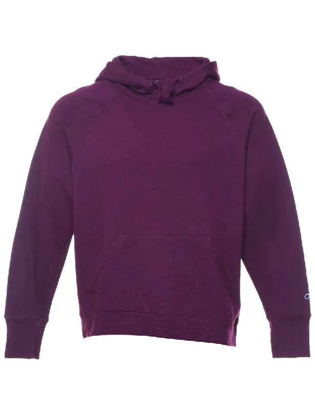 Champion Plum Hooded Sweatshirt - L Hoodie with Toggle Buttons Decorative Unique